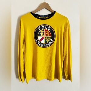Polo Ralph Lauren Cookie Crest Racing Yellow Long Sleeve Shirt Classic Fit M